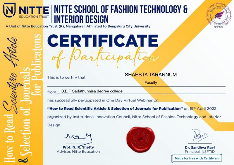 Certificate for SHAESTA TARANNUM for _FEEDBACK FORM FOR HOW TO RE...__page-0001